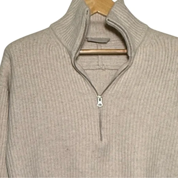 Everlane Cream Ribbed Half-Zip Turtleneck Sweater - Picture 3 of 9